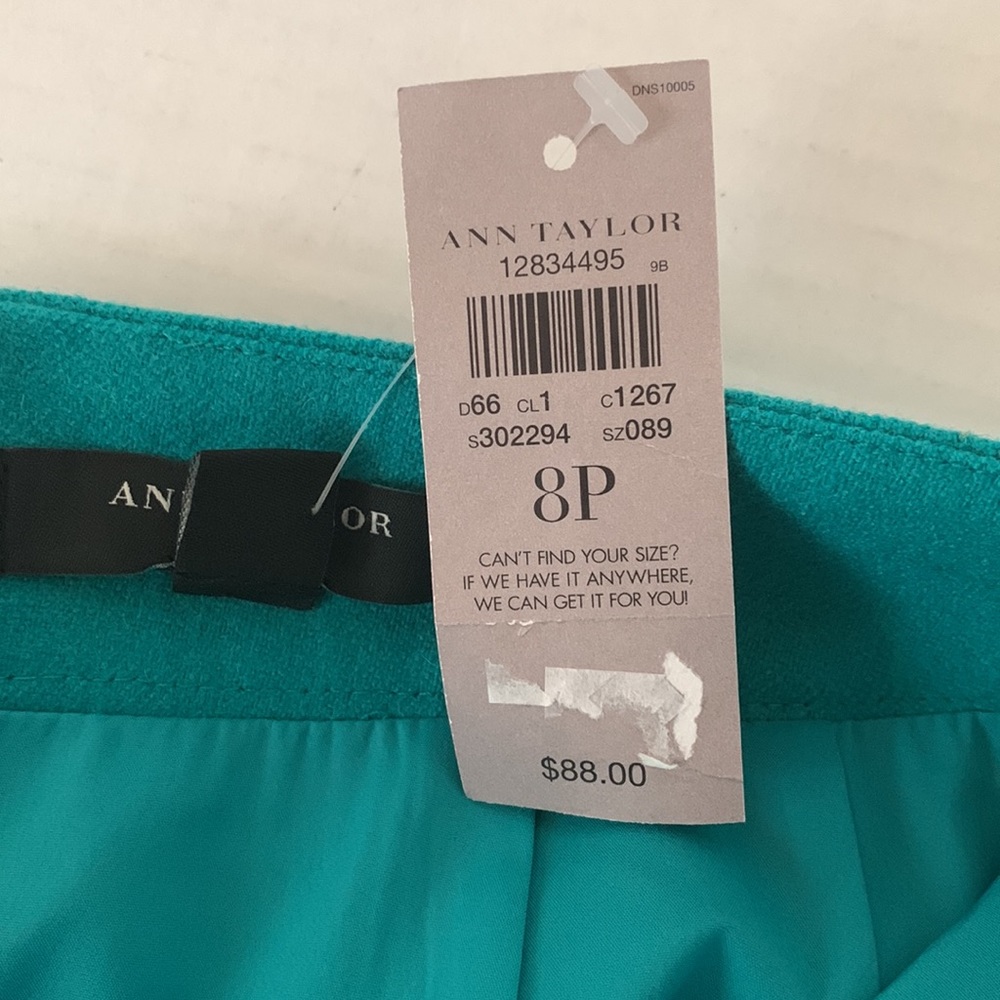 Talbots Petite Wool Blend skirt with front  pockets, light teal green - Picture 4 of 7